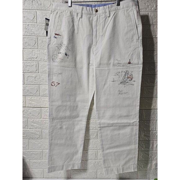 Polo Ralph Lauren Cotton Chino Pants Sailing Sailor Yacht Boating Artist Drawing - Picture 1 of 15